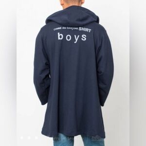 COMME DES GARCONS SHIRT BOYS OVERSIZED LOGO ZIP HOODY NAVY SzL Excellent Cond
